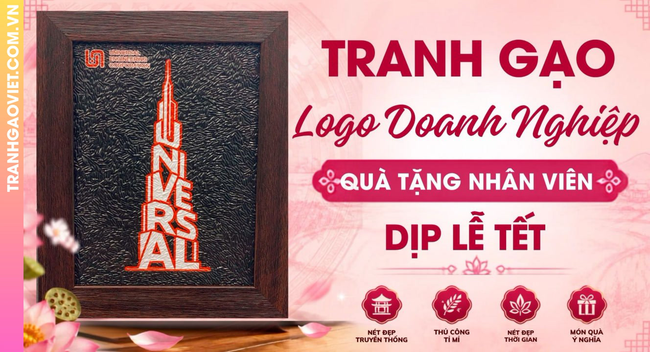 Tranh Gạo Logo Doanh Nghiệp Quà Tặng Nhân Viên Dịp Lễ Tết Ý Nghĩa