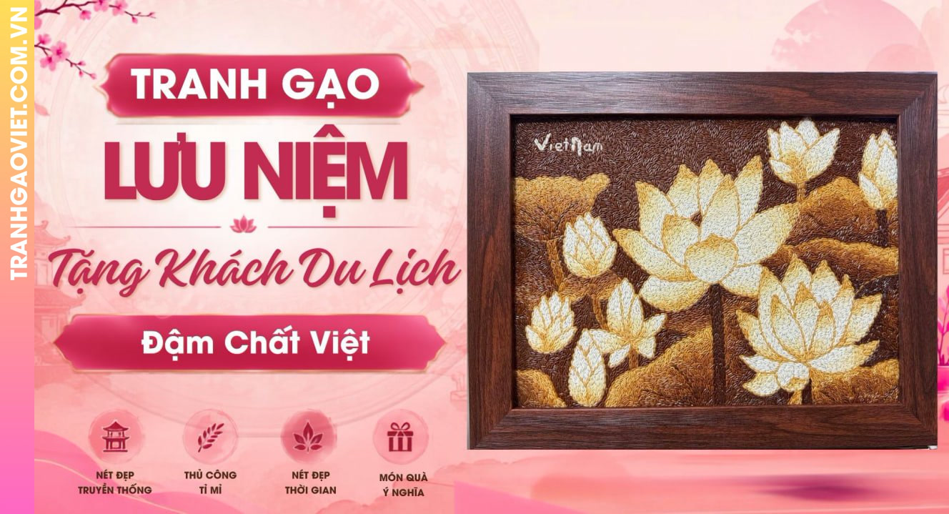 Tranh Gạo Lưu Niệm Quà Tặng Khách Du Lịch Đậm Chất Việt