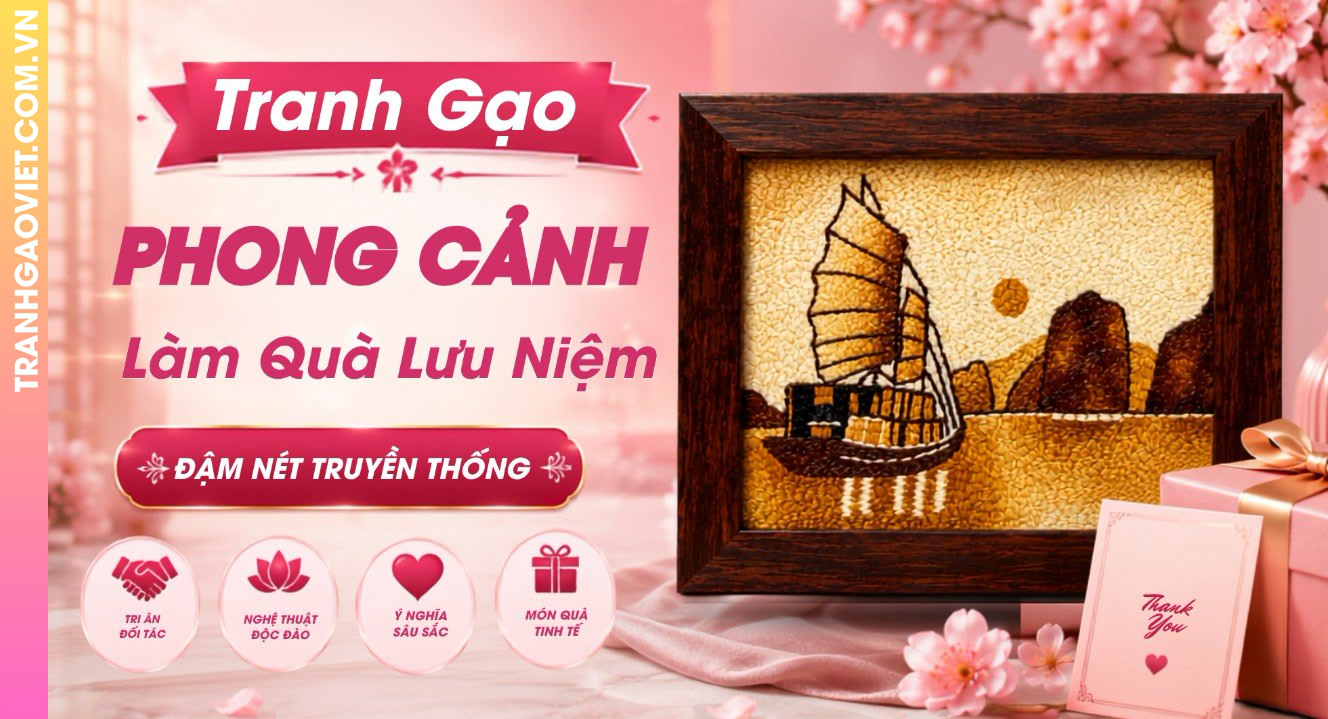Tranh Gạo Phong Cảnh Làm Quà Lưu Niệm Đậm Nét Truyền Thống