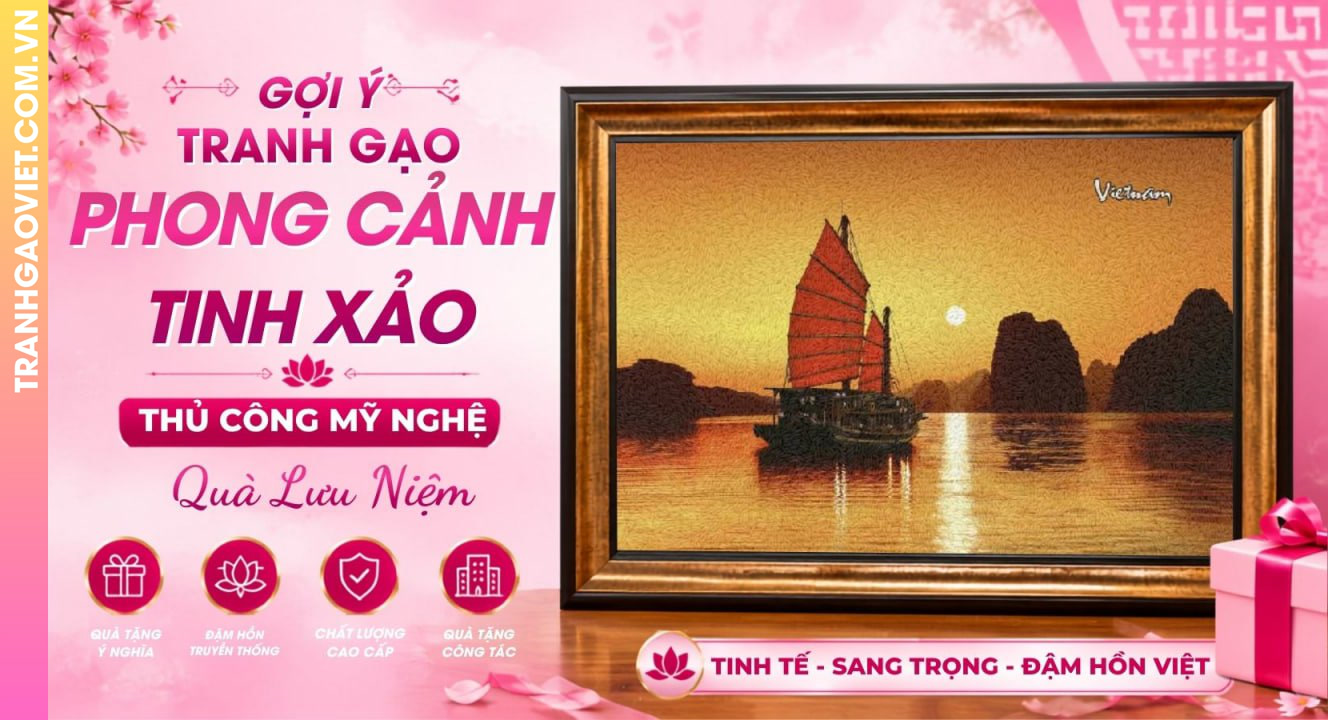 Tranh Gạo Phong Cảnh Nghệ Thuật Truyền Thống Làm Quà Lưu Niệm