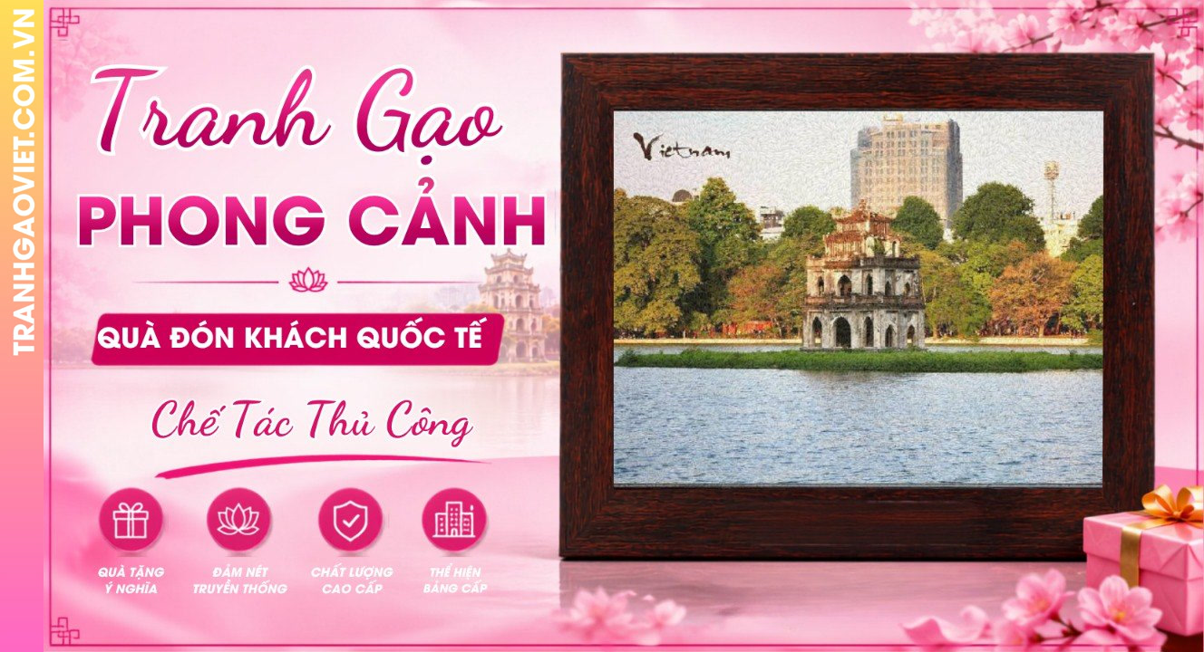 Tranh Gạo Phong Cảnh Quà Tặng Cho Khách Quốc Tế