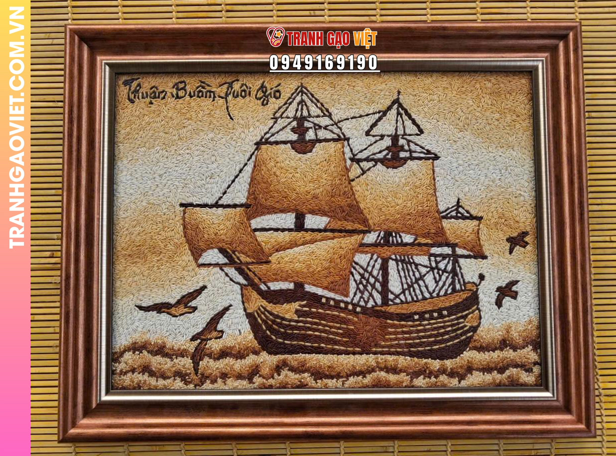 Tranh Gạo Rang Thuận Buồm Xuôi Gió