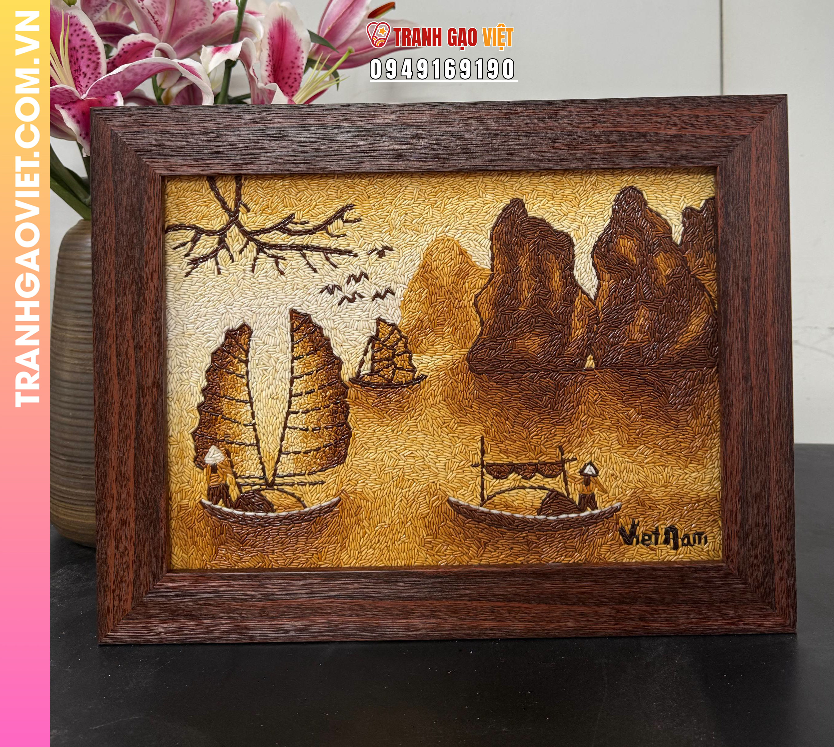 Tranh Gạo Rang Vịnh Hạ Long bản 30x40cm