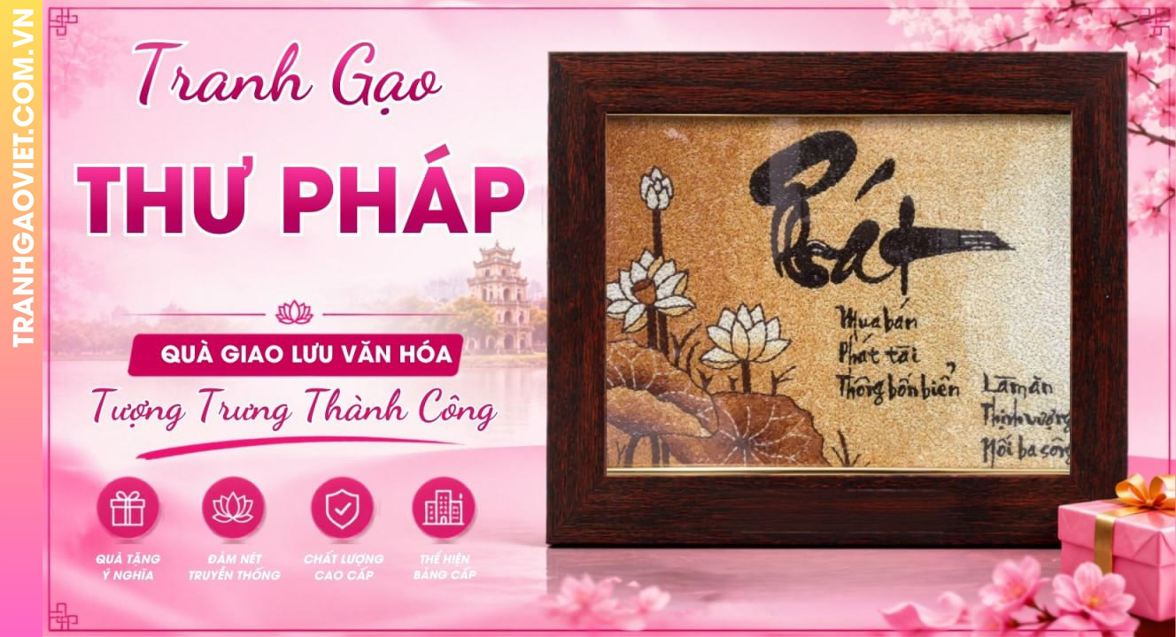 Tranh Gạo Thư Pháp Tượng Trưng Thành Công Đậm Bản Sắc Việt