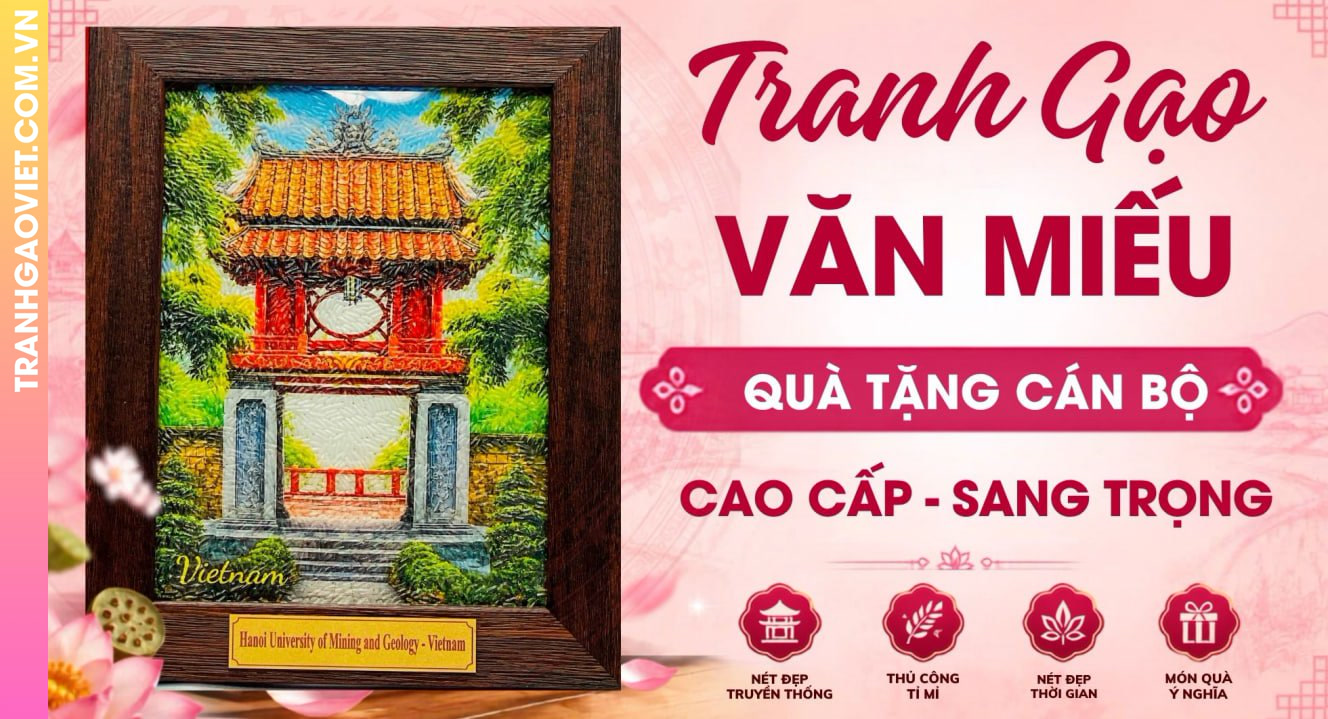 Tranh Gạo Văn Miếu Quốc Tử Giám Làm Quà Tặng Cán Bộ Cao Cấp