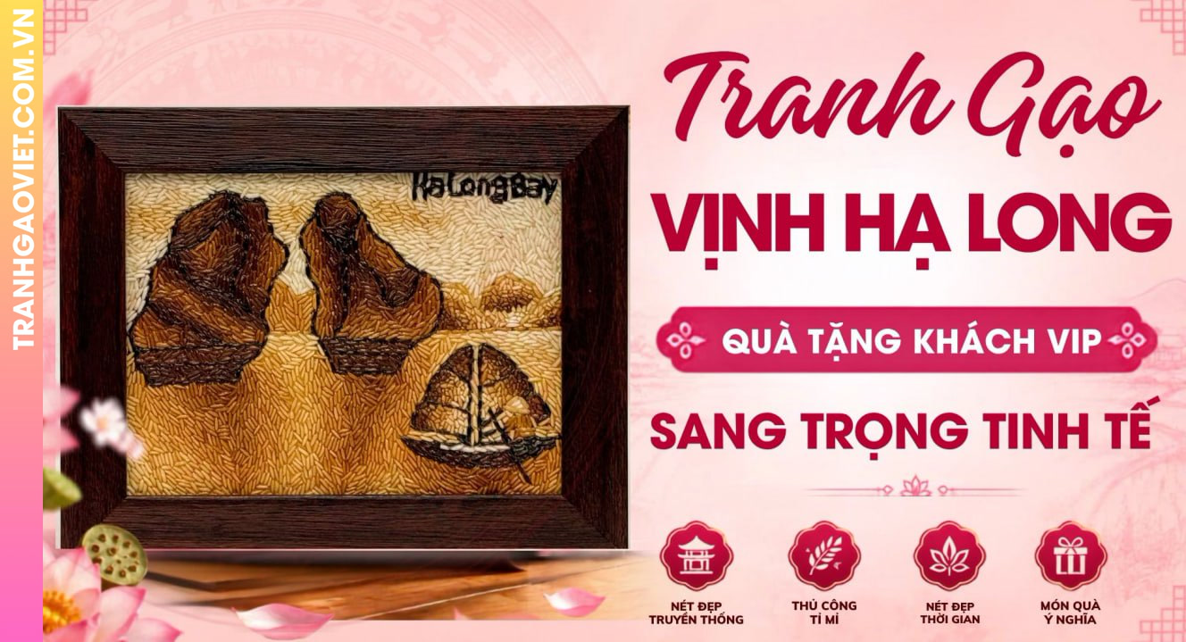 Tranh Gạo Vịnh Hạ Long Làm Quà Tặng Khách VIP Sang Trọng Tinh Tế