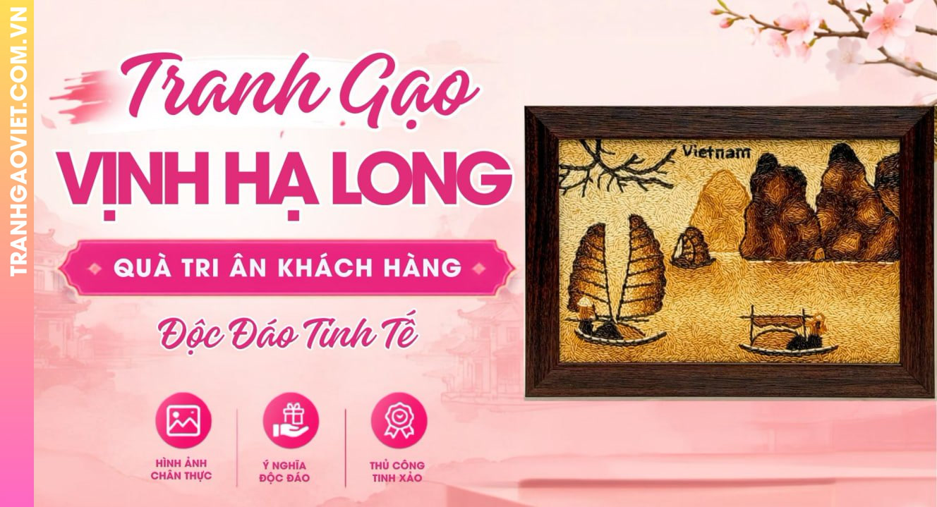 Tranh Gạo Vịnh Hạ Long Quà Tặng Tri Ân Khách Hàng
