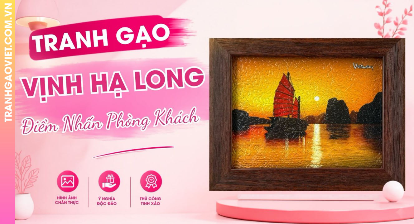 Tranh Gạo Vịnh Hạ Long Tạo Điểm Nhấn Cho Phòng Khách