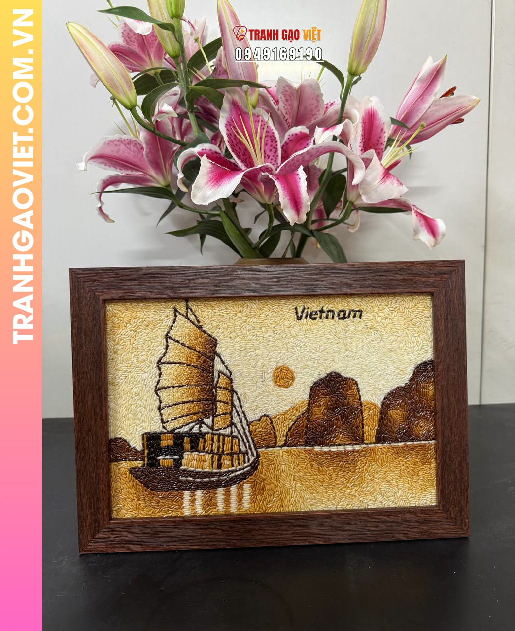 Tranh Gạo Vịnh Hạ Long cỡ 20x30cm