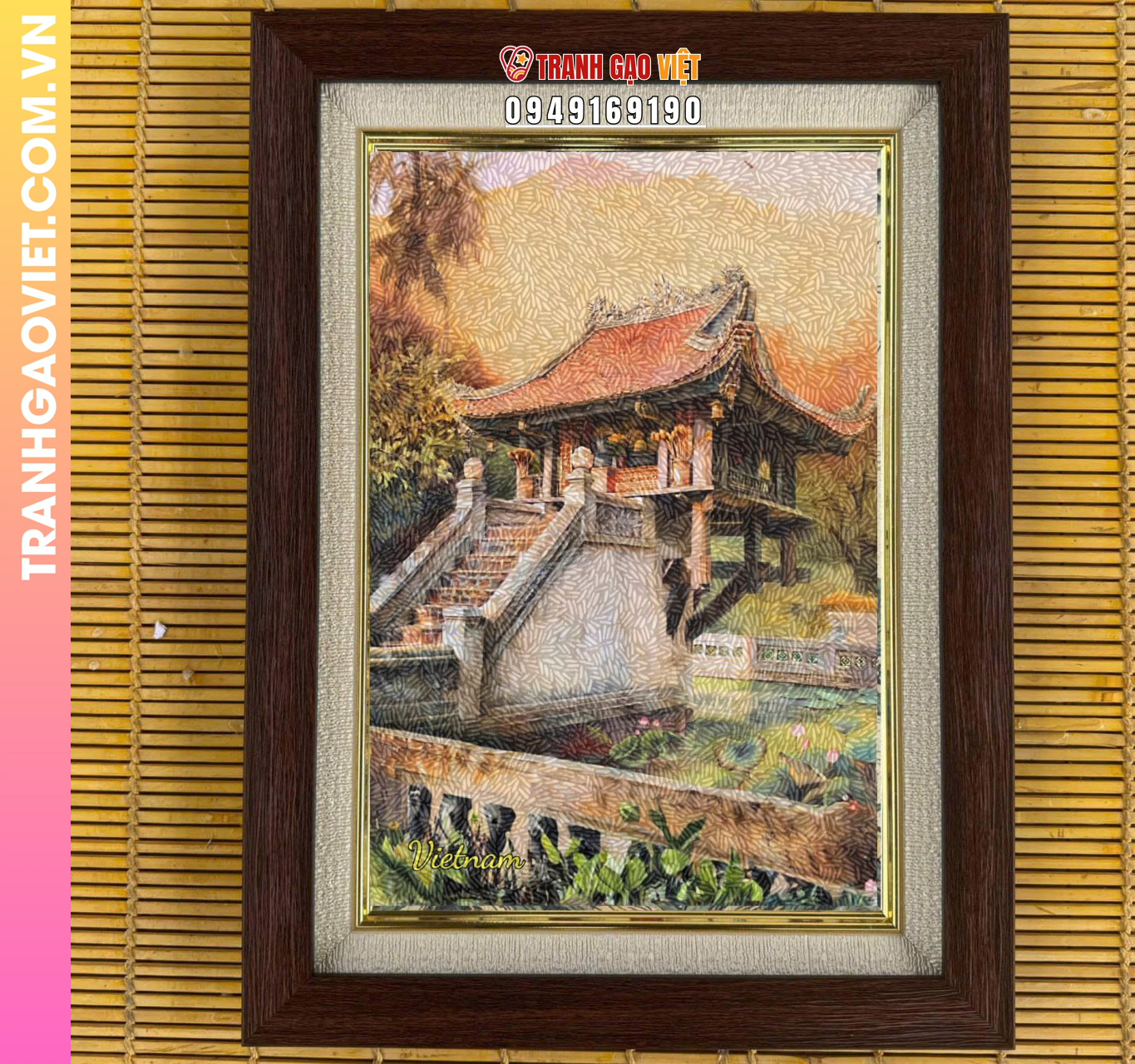 Ứng dụng Tranh Gạo Chùa Một Cột trong trang trí