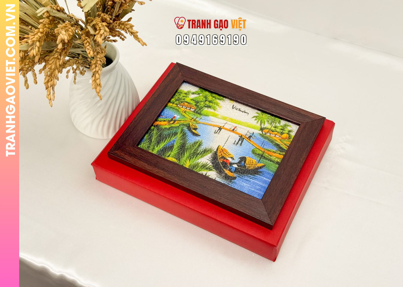 Ứng dụng Tranh Gạo Đồng Quê làm quà lưu niệm