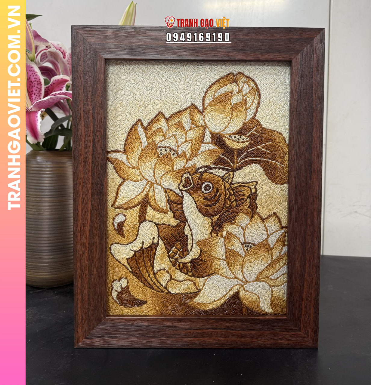 Ứng dụng Tranh Gạo Hoa Sen làm quà tặng
