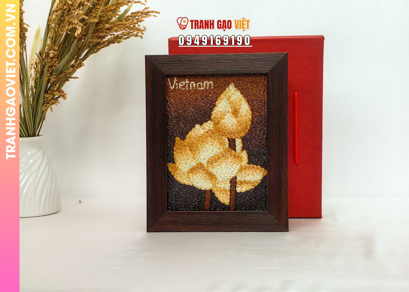 Ứng dụng Tranh Gạo Hoa Sen Việt trong quà tặng sự kiện