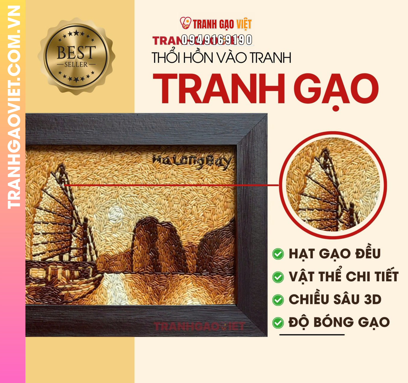 Ứng dụng Tranh Gạo Hòn Trống Mái làm quà tặng