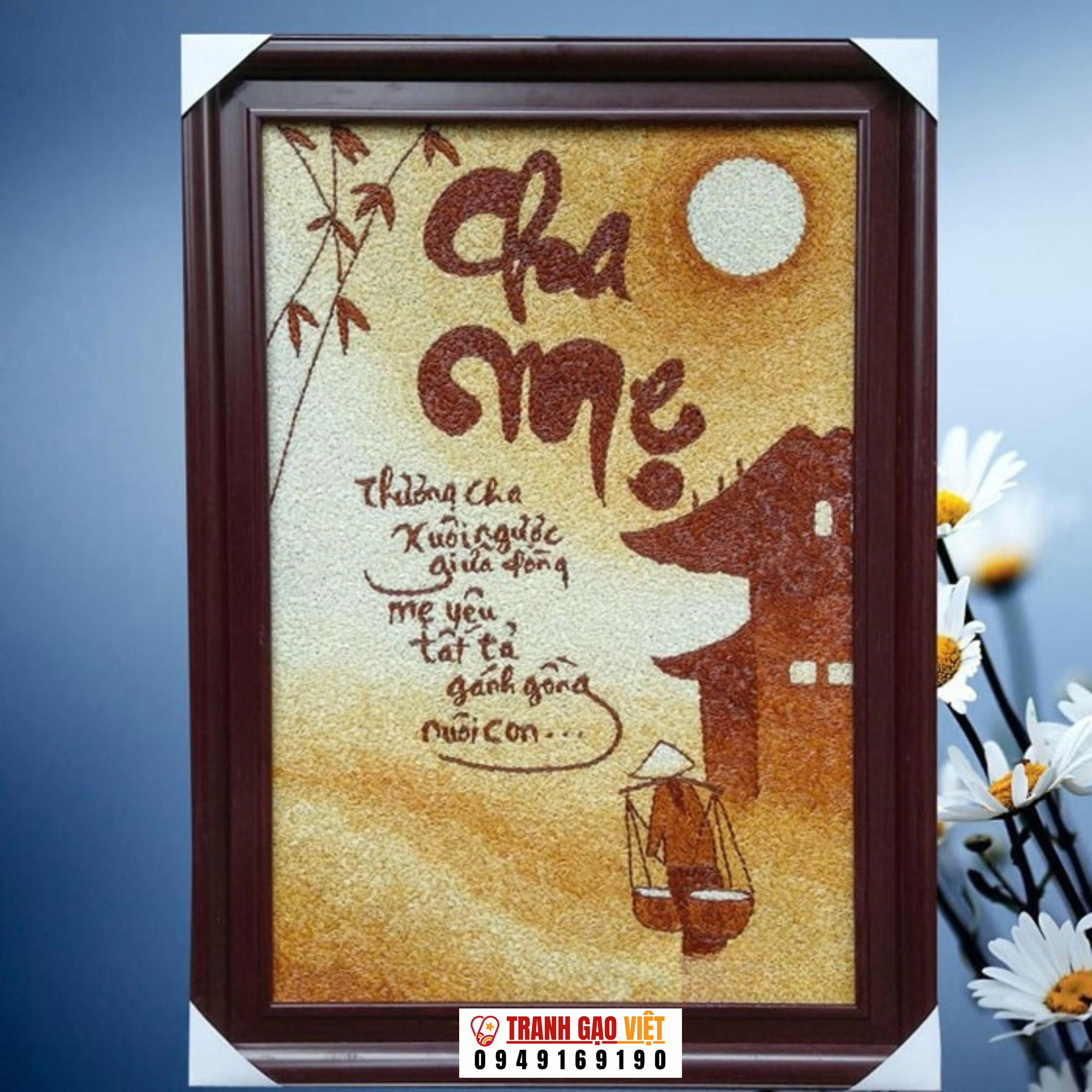 Tranh thư pháp cha mẹ Hình ảnh Tranh thư pháp cha mẹ - Ảnh thực tế sản phẩm Tranh Gạo