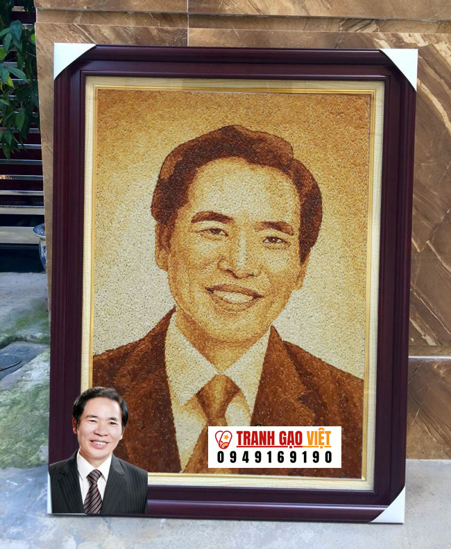 Tranh chân dung quà tặng đối tác người nước ngoài Hình ảnh Tranh chân dung quà tặng đối tác người nước ngoài - Ảnh thực tế sản phẩm Tranh Gạo