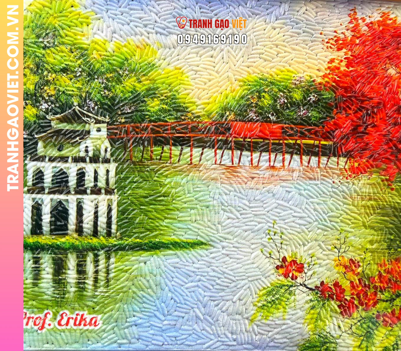 Tranh gạo màu Nét thu Hà Nội - Ảnh 3