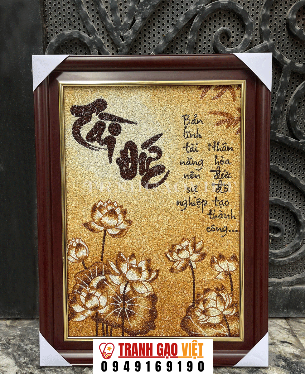 Tranh gạo chữ Tài Đức Hình ảnh Tranh gạo chữ Tài Đức - Ảnh thực tế sản phẩm Tranh Gạo