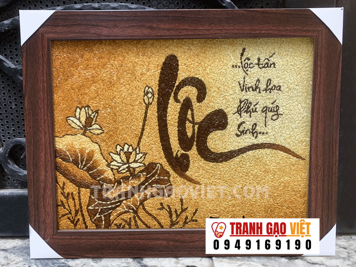 Tranh gạo chữ Lộc Hình ảnh Tranh gạo chữ Lộc - Ảnh thực tế sản phẩm Tranh Gạo