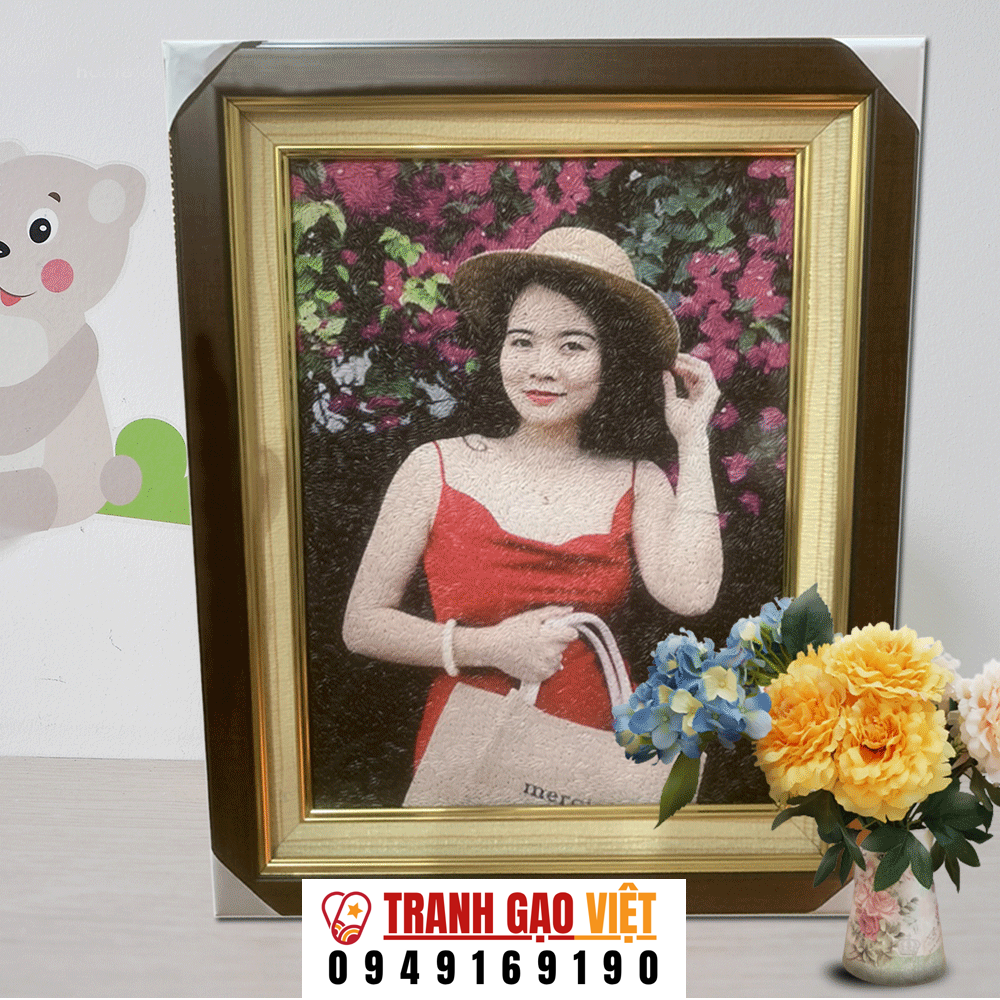 Quà tặng tranh gạo chân dung Hình ảnh Quà tặng tranh gạo chân dung - Ảnh thực tế sản phẩm Tranh Gạo