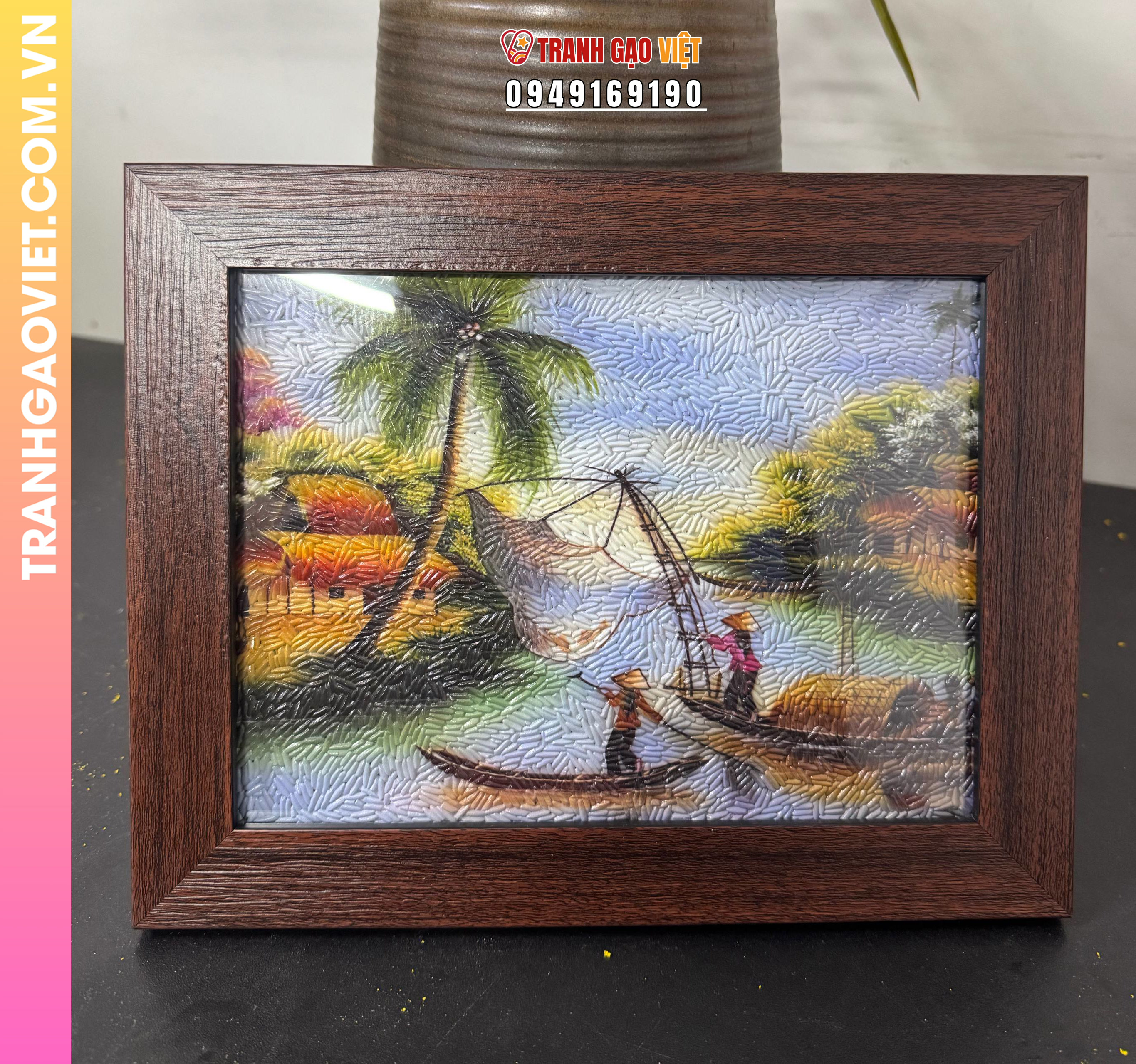 Tranh gạo Kéo Vó Bắt Cá