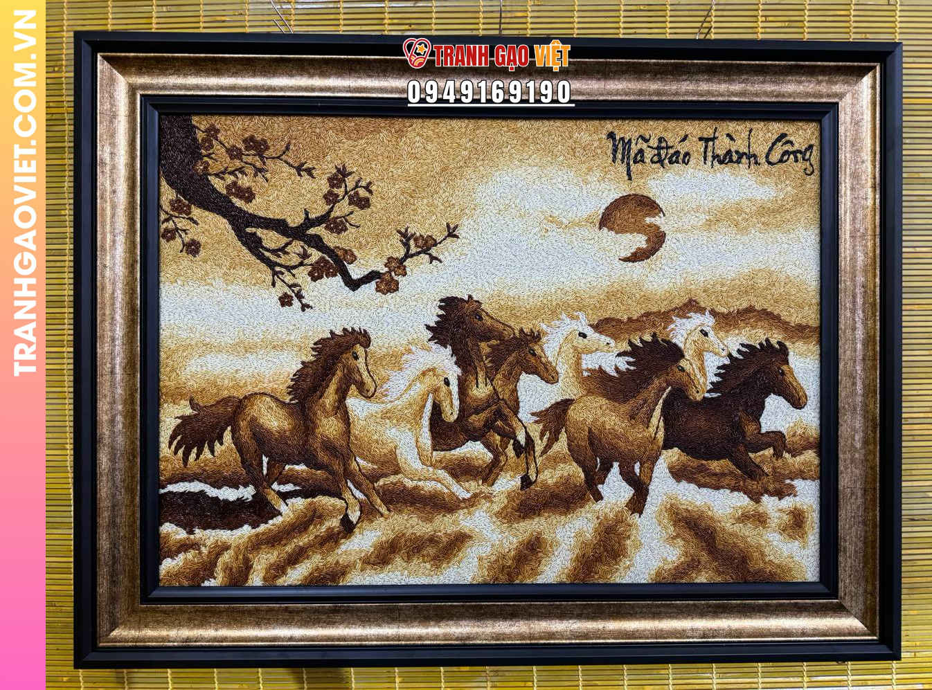 Tranh Gạo Mã Đáo Thành Công kích thước 70x100 cm