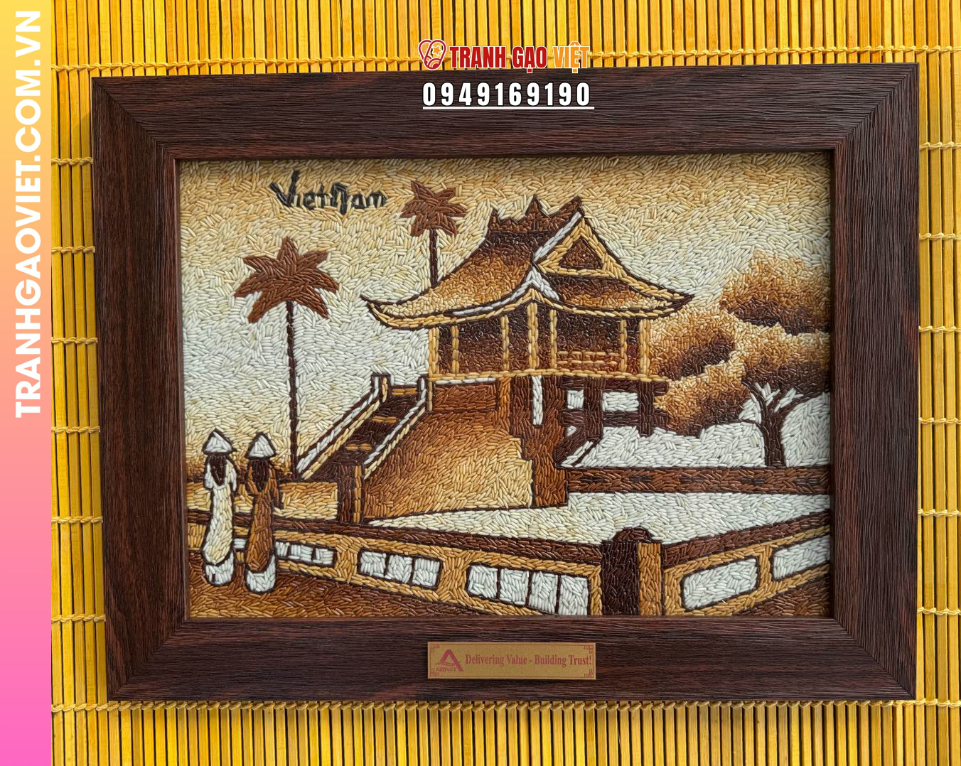 Tranh gạo rang Chùa Một Cột của công ty AzoViet - Ảnh 3