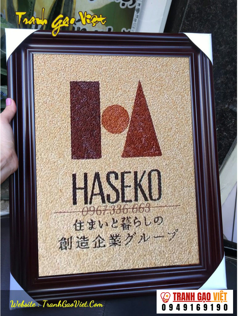 Quà tặng đối tác logo Haseko Hình ảnh Quà tặng đối tác logo Haseko - Ảnh thực tế sản phẩm Tranh Gạo