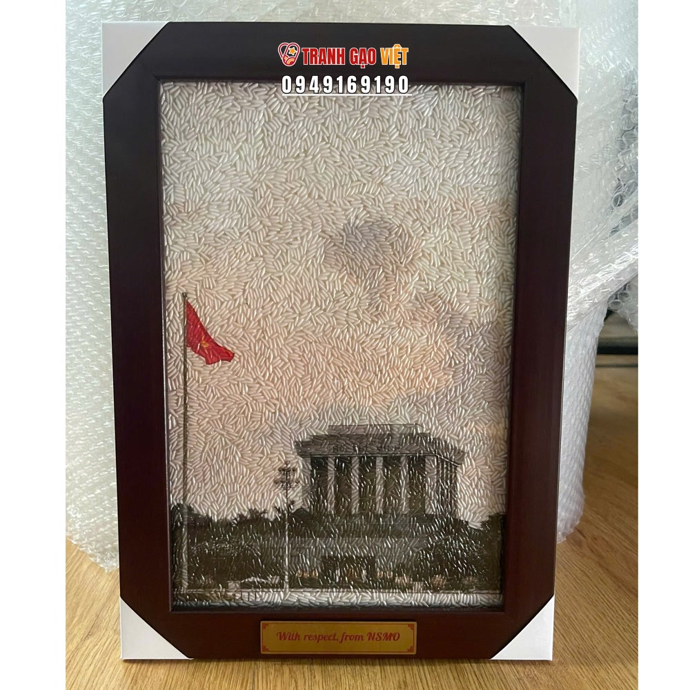 Tranh gạo Lăng Bác Hình ảnh Tranh gạo Lăng Bác - Ảnh thực tế sản phẩm Tranh Gạo