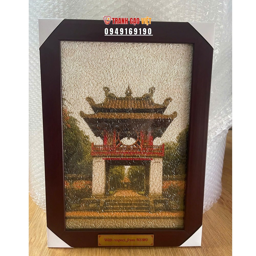 Tranh gạo màu Văn Miếu Quốc Tử Giám Hình ảnh Tranh gạo màu Văn Miếu Quốc Tử Giám - Ảnh thực tế sản phẩm Tranh Gạo