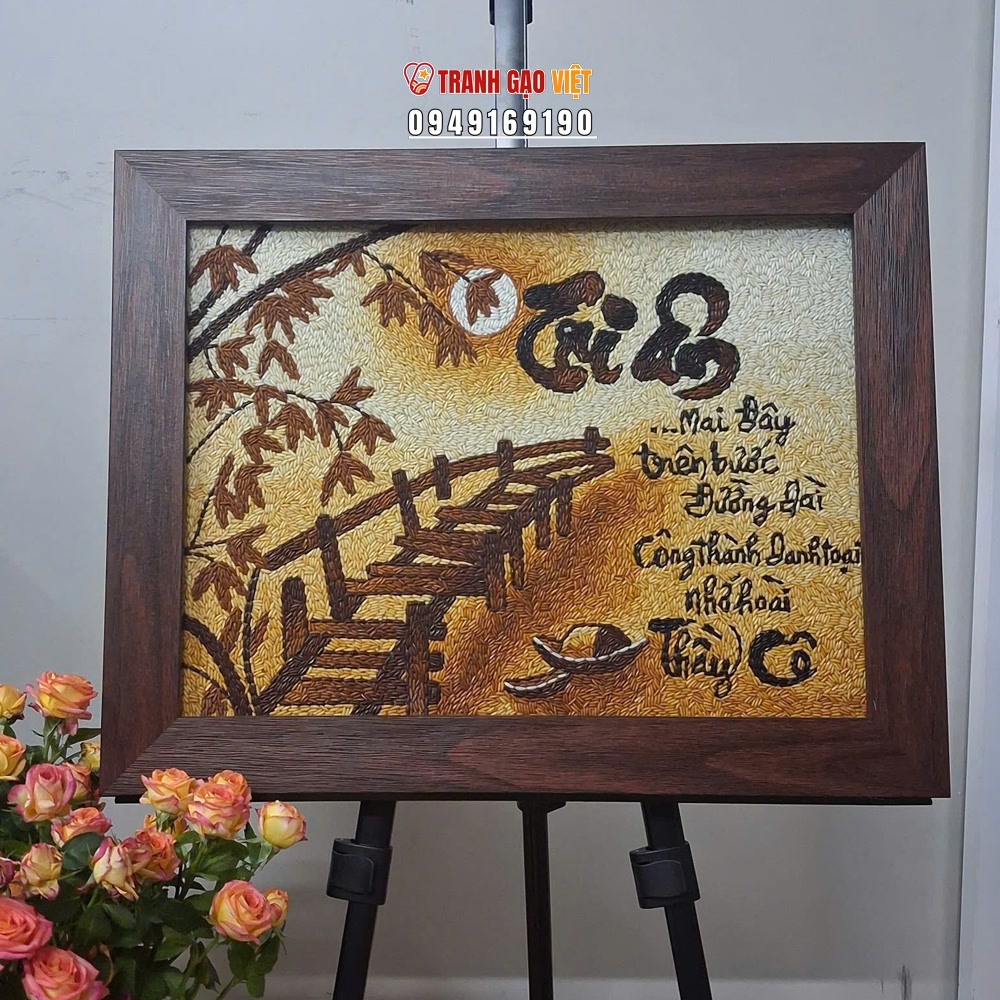 Tranh gạo Tri Ân Thầy Cô nhớ ơn xưa Hình ảnh Tranh gạo Tri Ân Thầy Cô nhớ ơn xưa - Ảnh thực tế sản phẩm Tranh Gạo