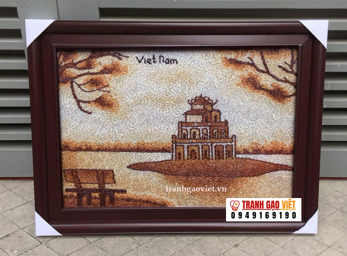 Tranh gạo Tháp Rùa Hình ảnh Tranh gạo Tháp Rùa - Ảnh thực tế sản phẩm Tranh Gạo