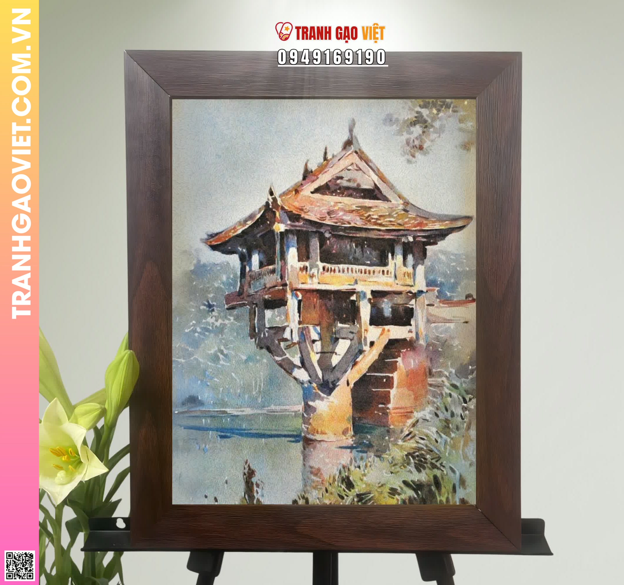 Tranh Gạo Màu Chùa Một Cột Hình ảnh Tranh Gạo Màu Chùa Một Cột - Ảnh thực tế sản phẩm Tranh Gạo