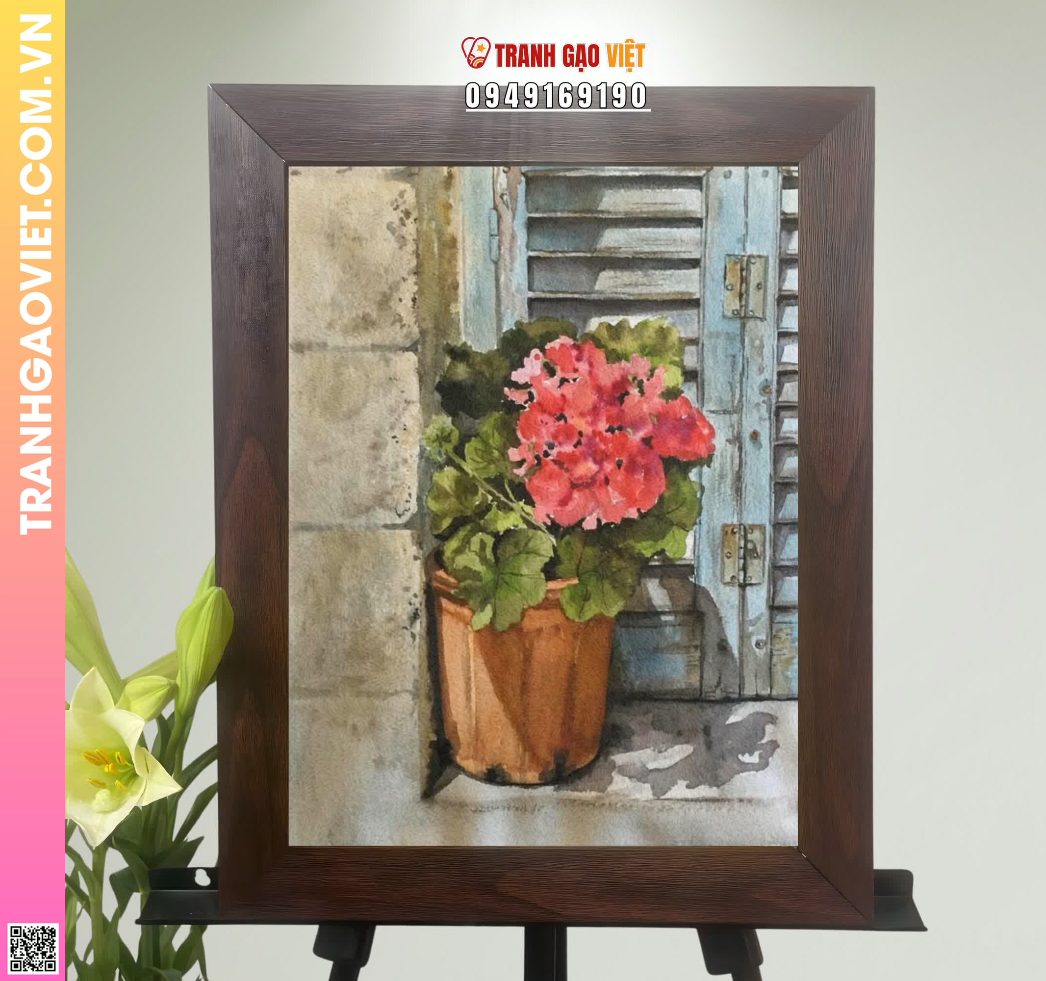 Tranh Gạo Màu Chậu Cây Bên Cửa Sổ Hình ảnh Tranh Gạo Màu Chậu Cây Bên Cửa Sổ - Ảnh thực tế sản phẩm Tranh Gạo