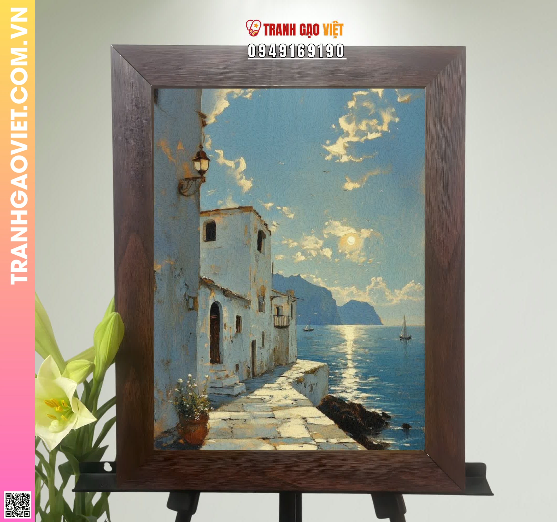 Tranh Gạo Màu Con Đường Bên Bến Hình ảnh Tranh Gạo Màu Con Đường Bên Bến - Ảnh thực tế sản phẩm Tranh Gạo