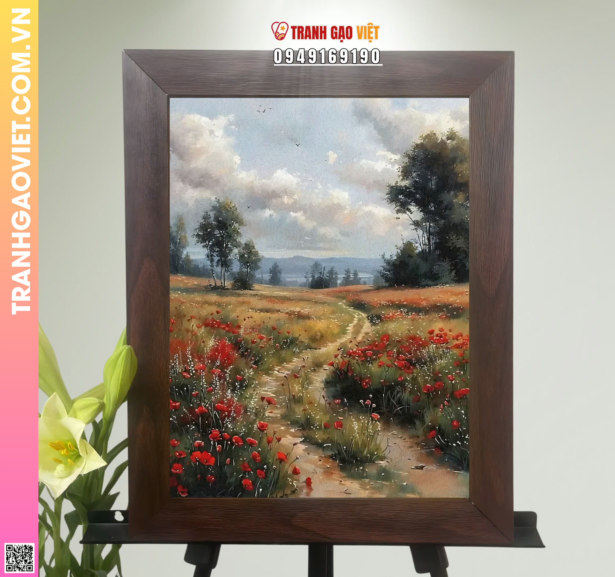 Tranh Gạo Màu Con Đường Hoa Hình ảnh Tranh Gạo Màu Con Đường Hoa - Ảnh thực tế sản phẩm Tranh Gạo