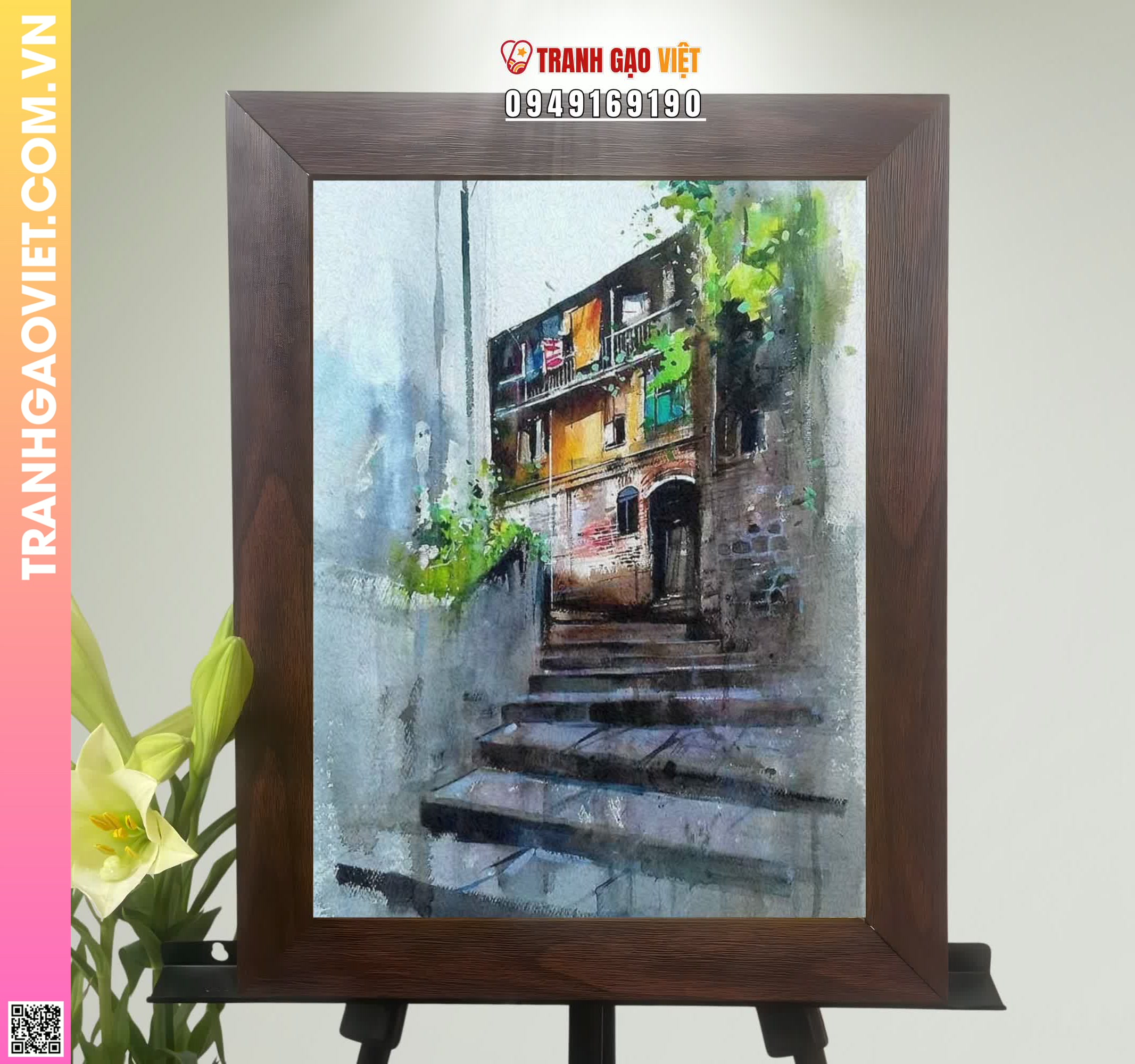 Tranh Gạo Màu Dốc Ngõ Hình ảnh Tranh Gạo Màu Dốc Ngõ - Ảnh thực tế sản phẩm Tranh Gạo