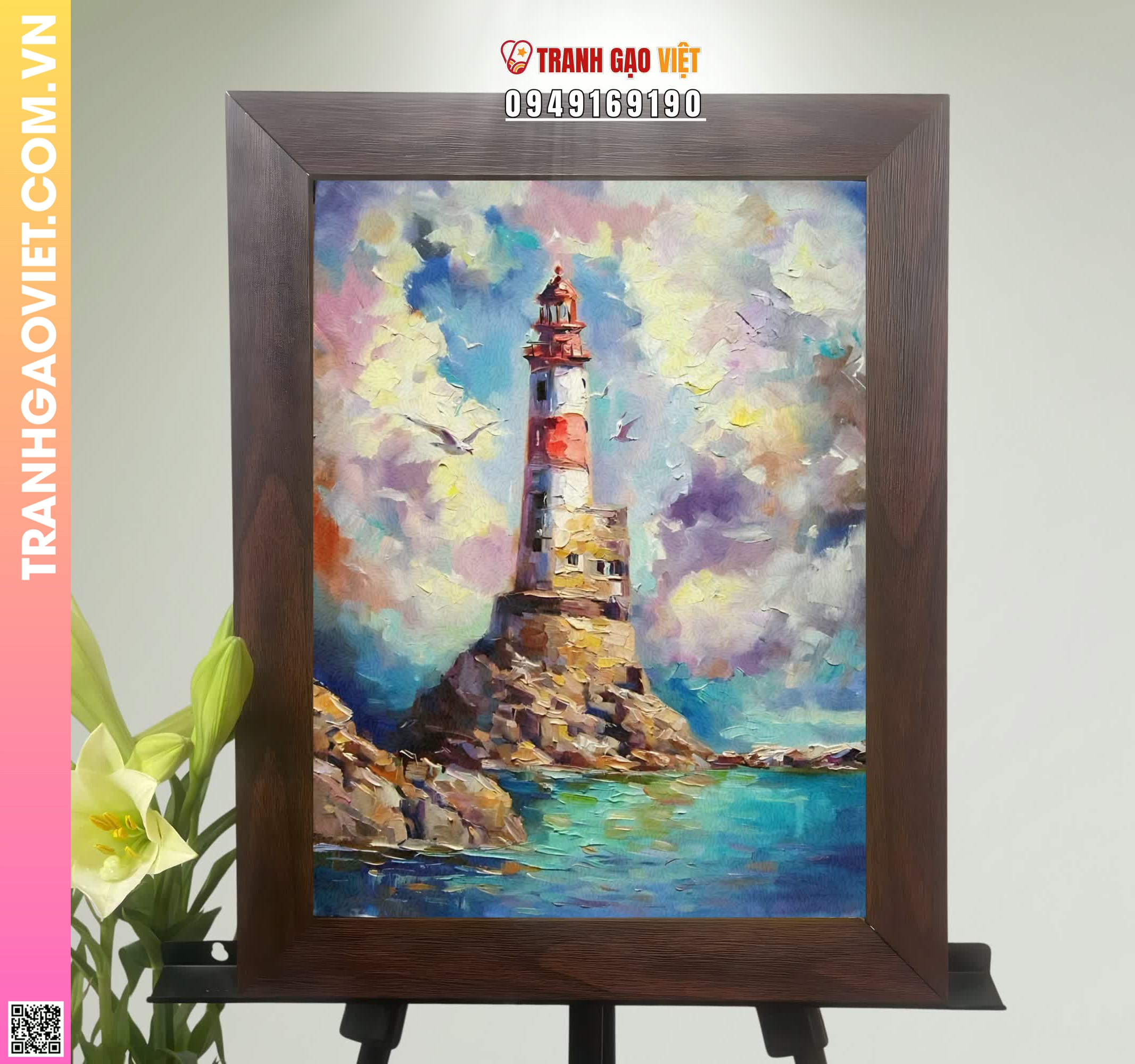 Tranh Gạo Màu Ngọn Hải Đăng Cô Độc Hình ảnh Tranh Gạo Màu Ngọn Hải Đăng Cô Độc - Ảnh thực tế sản phẩm Tranh Gạo