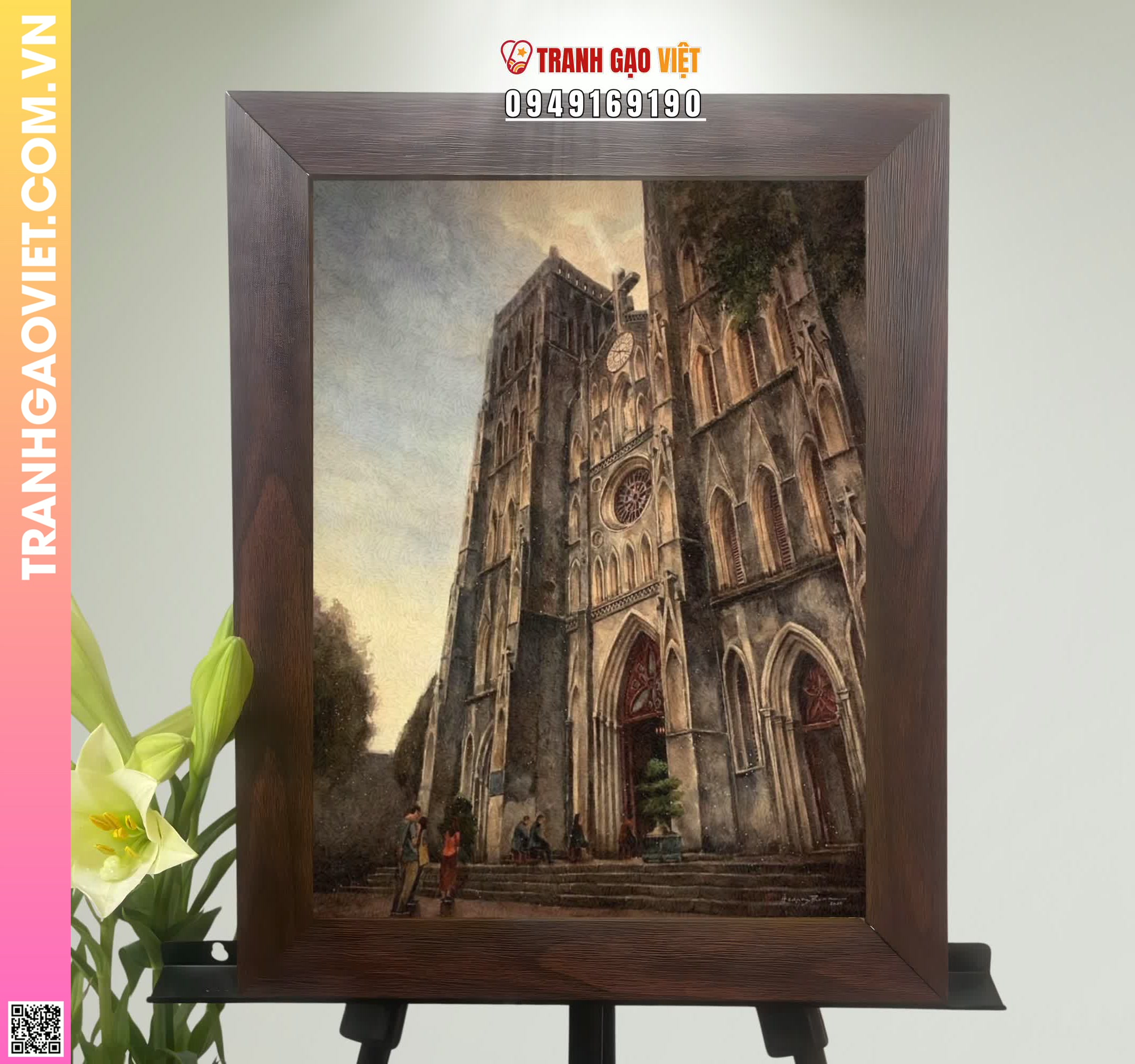 Tranh Gạo Màu Nhà Thờ Đức Bà Hà Nội Hình ảnh Tranh Gạo Màu Nhà Thờ Đức Bà Hà Nội - Ảnh thực tế sản phẩm Tranh Gạo