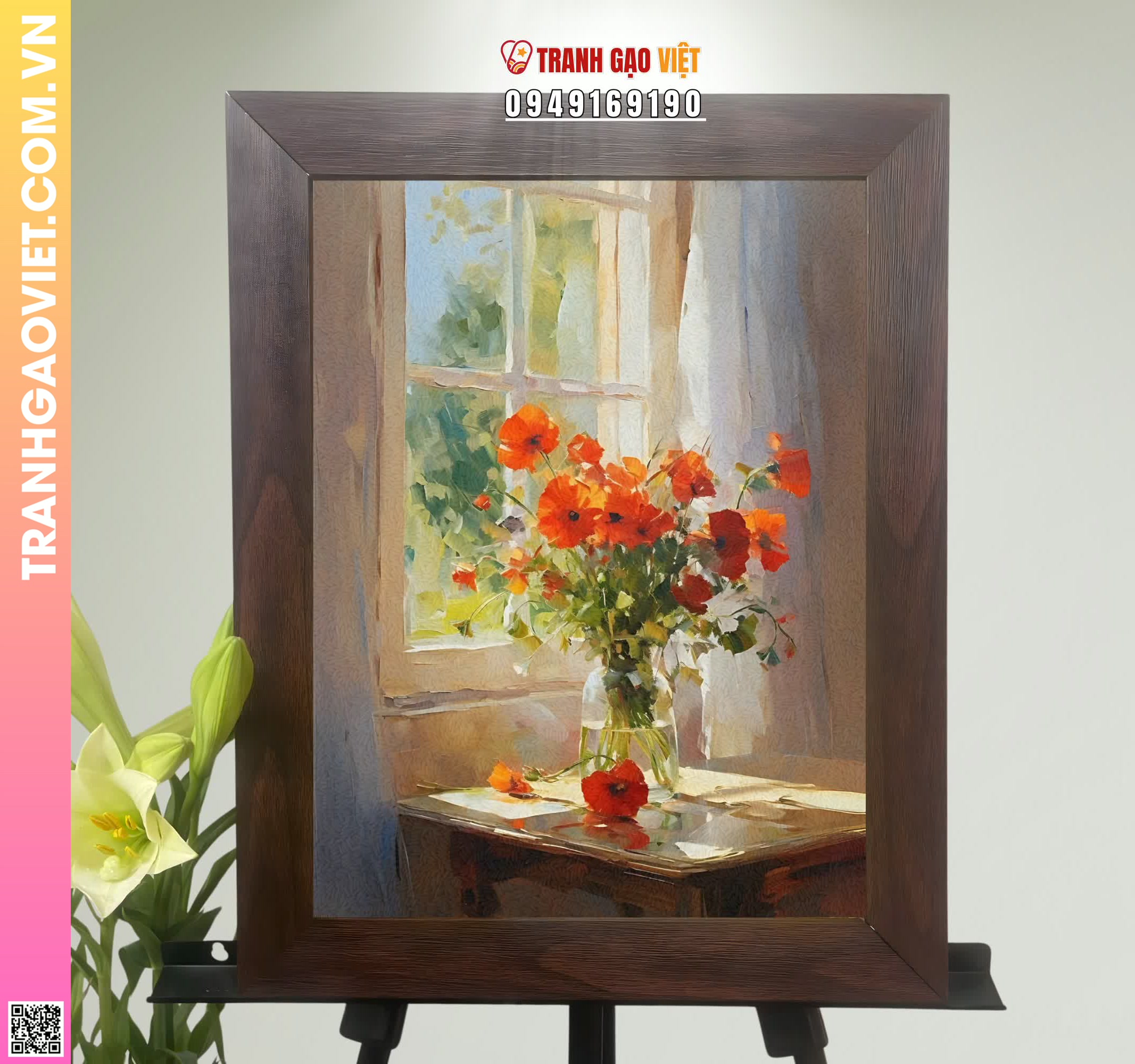 Tranh Gạo Màu Nét Hoa Bình Yên Hình ảnh Tranh Gạo Màu Nét Hoa Bình Yên - Ảnh thực tế sản phẩm Tranh Gạo