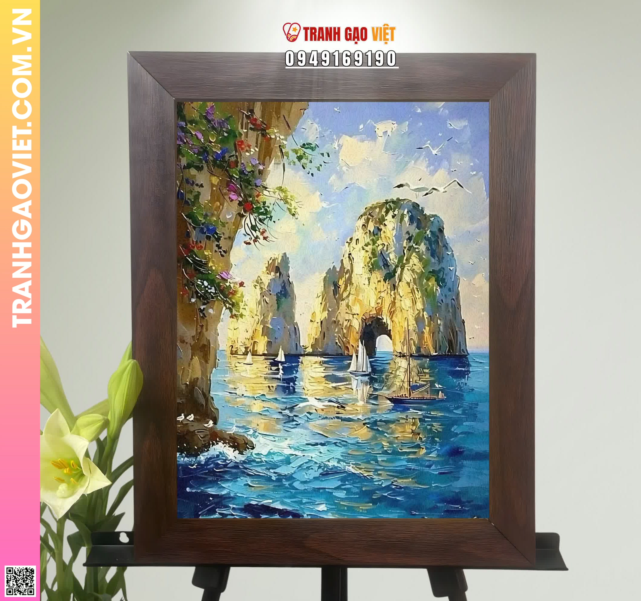 Tranh Gạo Màu Vịnh Xanh Hình ảnh Tranh Gạo Màu Vịnh Xanh - Ảnh thực tế sản phẩm Tranh Gạo