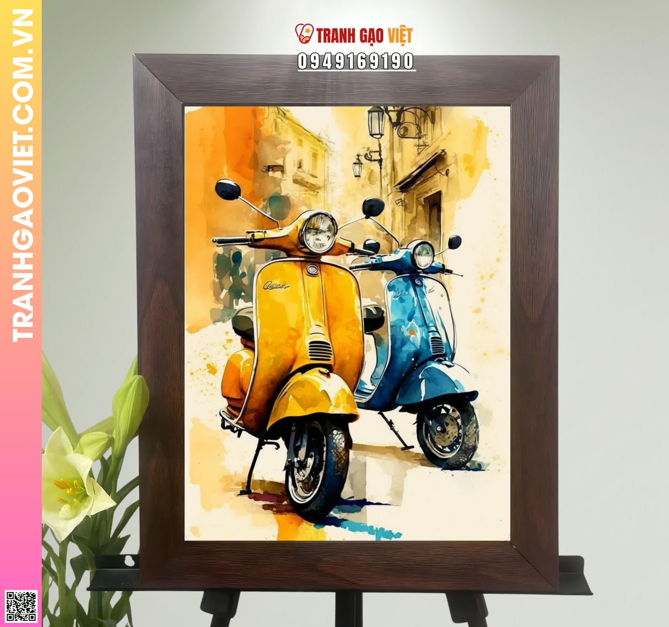 Tranh Gạo Màu Đôi Bạn Yêu Xe Hình ảnh Tranh Gạo Màu Đôi Bạn Yêu Xe - Ảnh thực tế sản phẩm Tranh Gạo