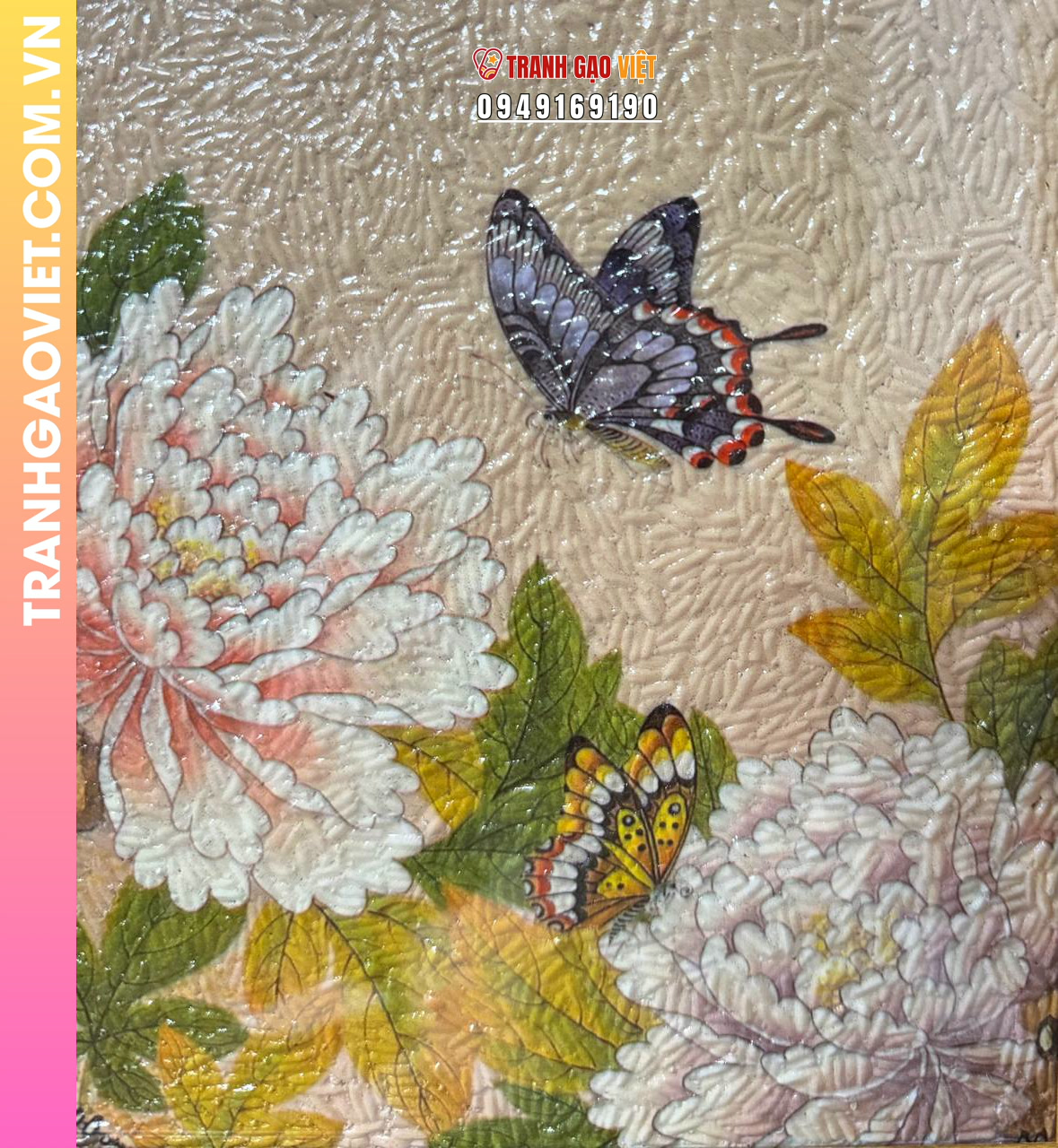 Tranh gạo Bướm hoa xuân - Ảnh 3
