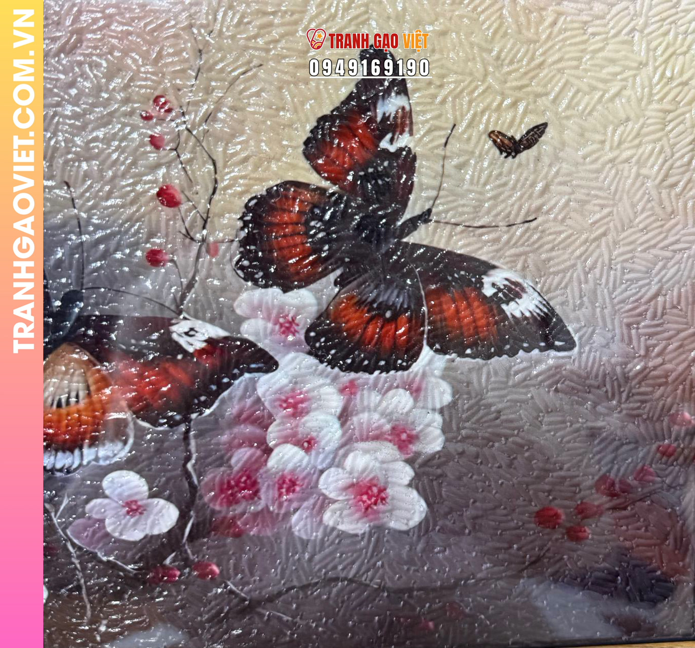 Tranh gạo Bướm và Hoa - Ảnh 3