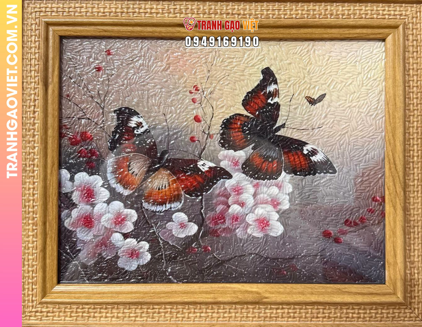 Tranh gạo Bướm và Hoa