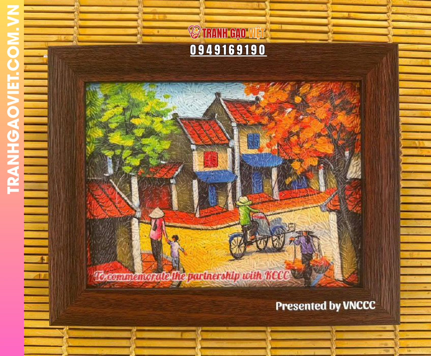 Combo 10 Tranh Gạo khắc khung tặng đối tác của VNCCC