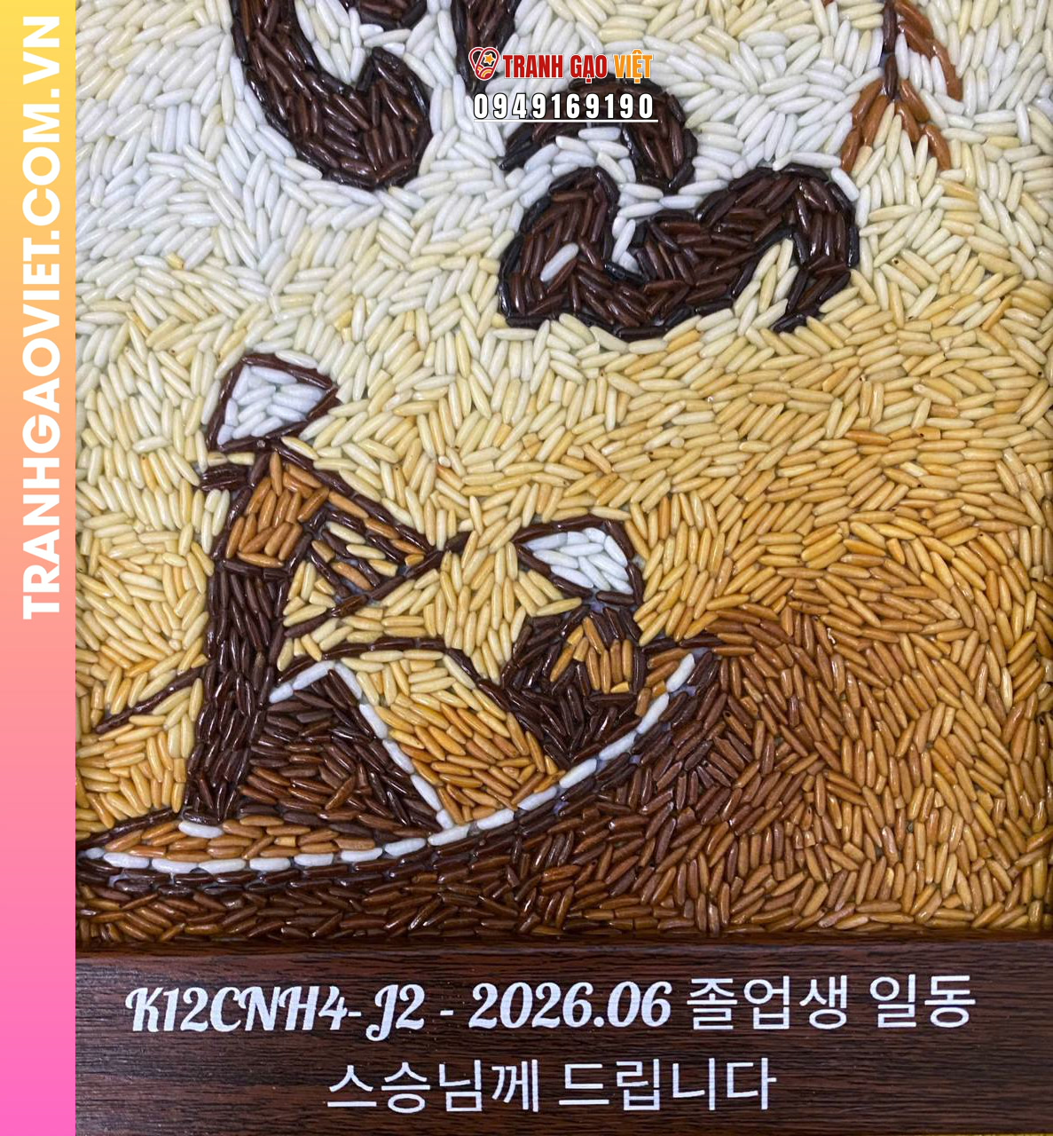 Tranh gạo rang Tri ân (size 20x25 - khắc khung) - Ảnh 2