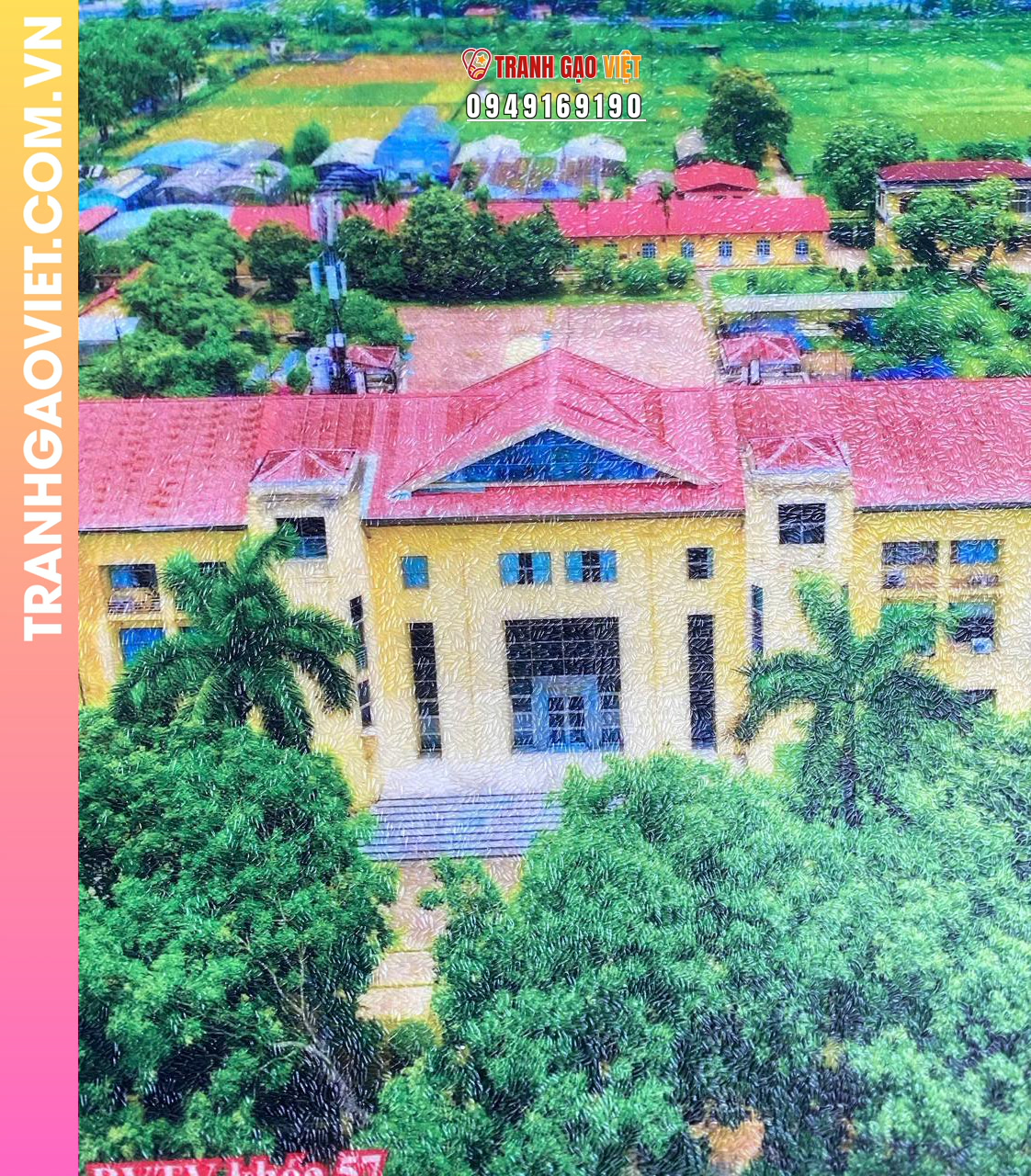 Tranh gạo màu Mái trường thân quen - Ảnh 4