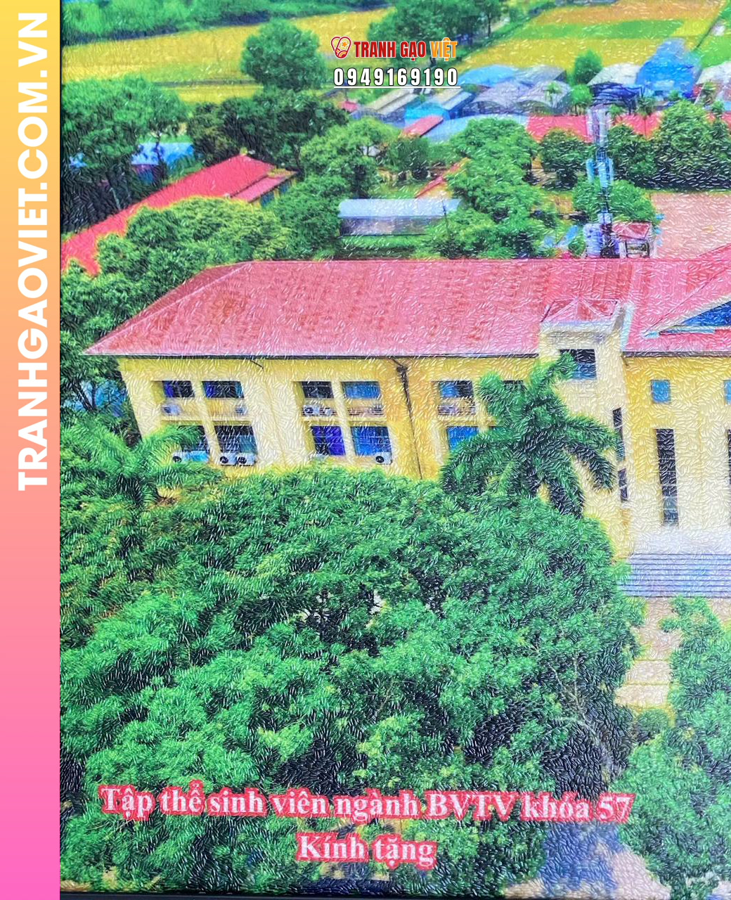 Tranh gạo màu Mái trường thân quen - Ảnh 5