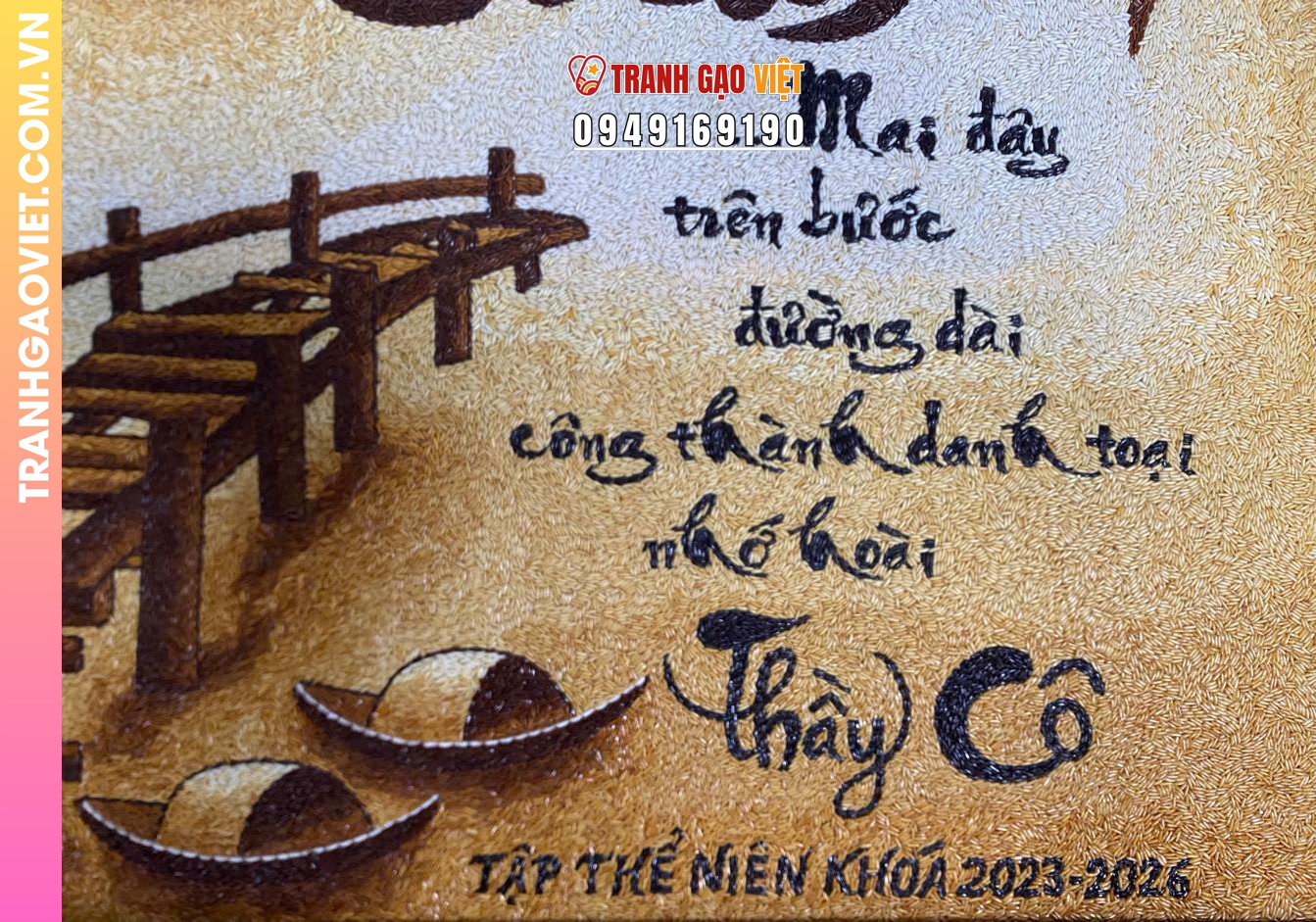 Tranh gạo rang Tri Ân thầy cô (size 75x105cm) - Ảnh 3